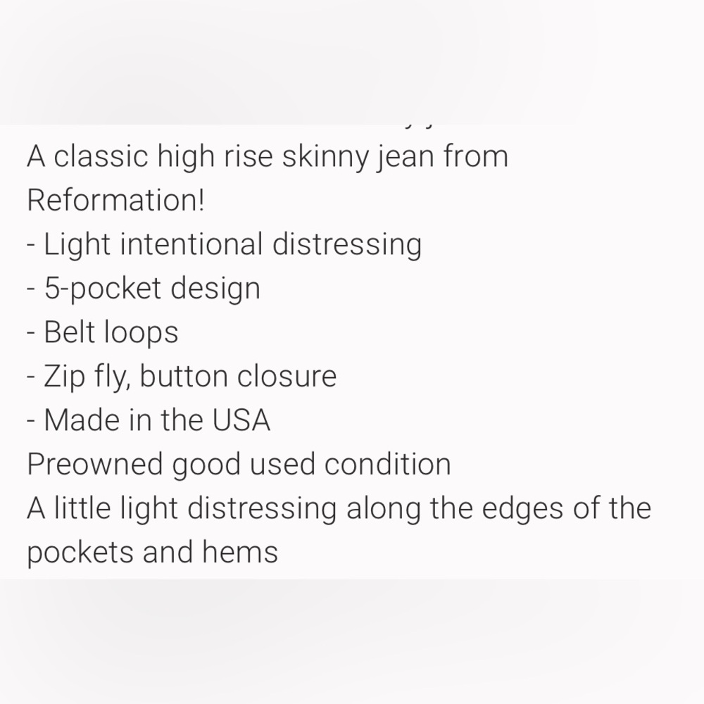 REFORMATION HIGH and SKINNY JEANS - Picture 12 of 12